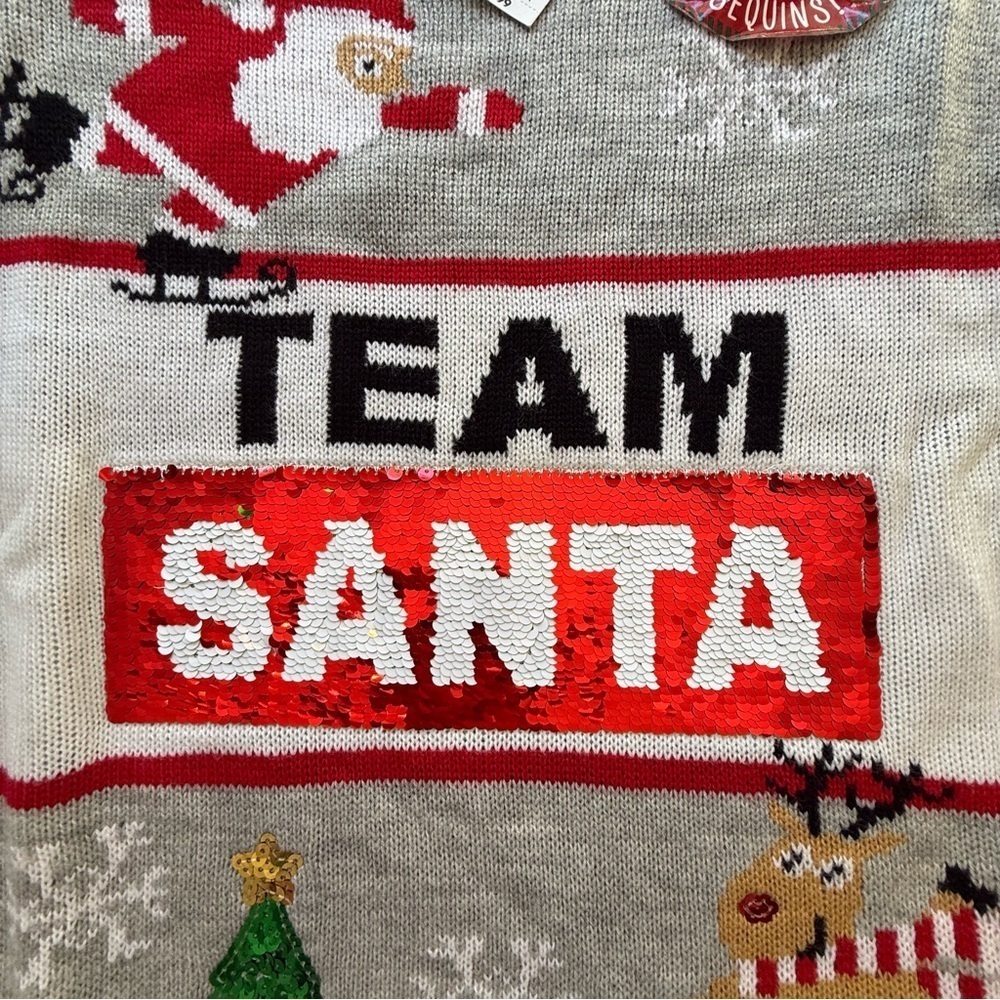 NWT Joe  Boxer Gray and Red Team Santa / Reindeer jr. XL Sequins Reversible - Picture 6 of 12
